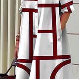 Collared Button-Front Midi Shirt Dress with Side Pockets