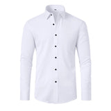 Men's Point Collar Button-Front Shirt with Stretch