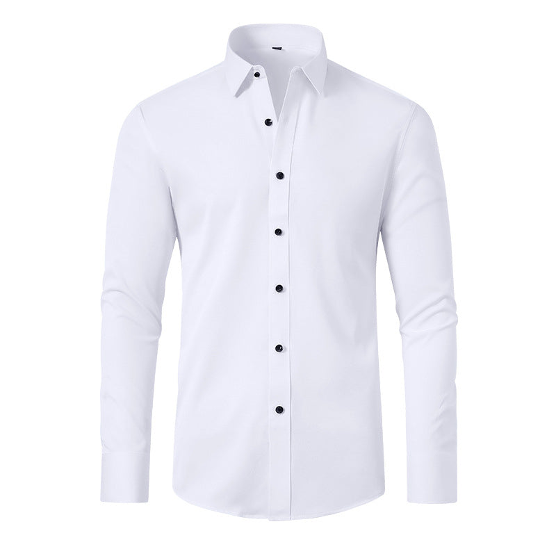 Men's Point Collar Button-Front Shirt with Stretch