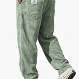 Corduroy Wide-Leg Pants with Patch Pockets