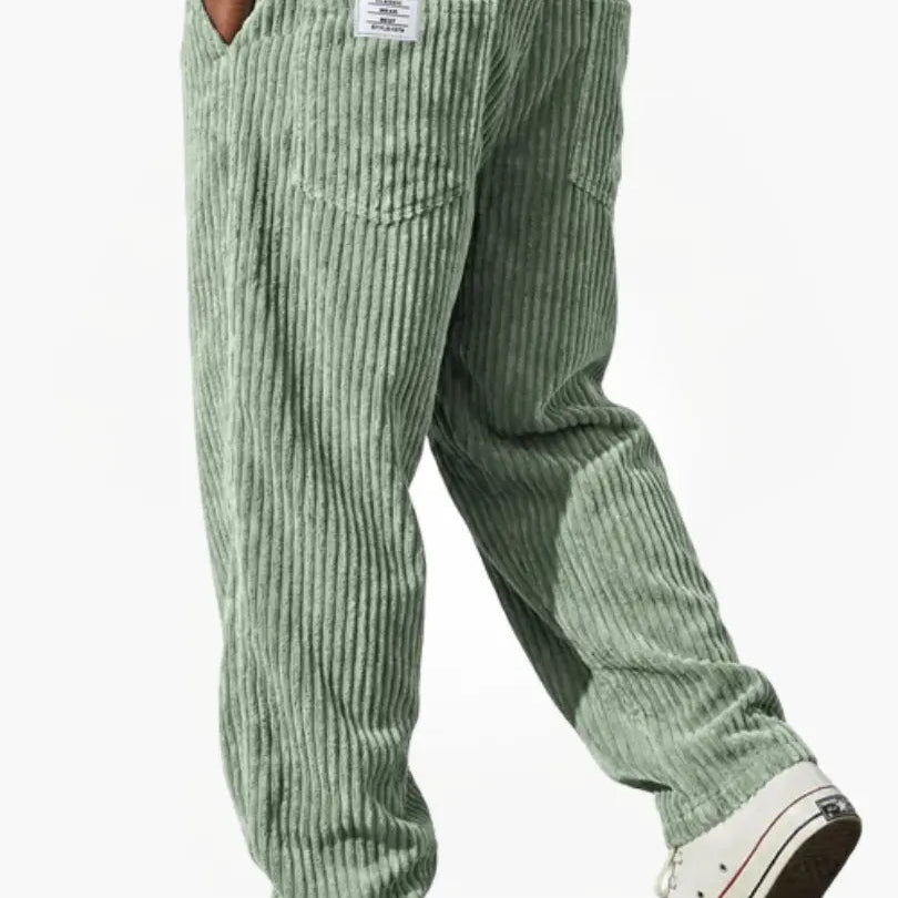 Corduroy Wide-Leg Pants with Patch Pockets