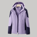 Women's Winter Jacket with Hood and Colour Block Design