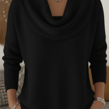 Ribbed Cowl Neck Long-Sleeve Sweater