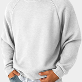 Men's Knit Sweater with Round Neck and Raglan Sleeves
