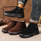 Fleece Lined Ankle Boots with Side Zip and Lug Sole