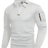 Textured Polo Sweater with Half Button and Zip Pocket