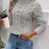 Cable Textured Knit Turtleneck Sweater