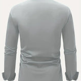 Slim Fit Button Up Shirt with Spread Collar and Long Sleeves
