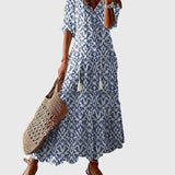 Camille | Boho Printed V-Neck Maxi Dress Women Summer Flowy