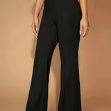 Fitted Flare Pants with High Waist and Front Seam