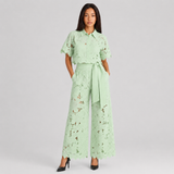 Floral Lace Two-Piece Set with Wide-Leg Pants and Tie Waist