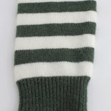 Round Neck Sweater with Striped Sleeves and Ribbed Cuff