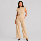 Sleeveless Wide-Leg Jumpsuit with Mock Neck