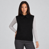 Knit Sleeveless Sweater Vest with Point Collar