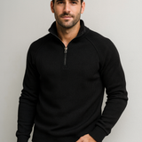 Quarter-Zip Ribbed Knit Sweater