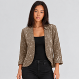 Cropped Sequin Cardigan with Open Front