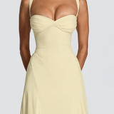 A-Line Maxi Dress with Sweetheart Neckline and Twist Front