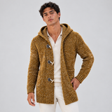Hooded Long Cardigan with Toggle Front and Side Pockets