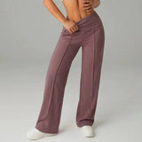 Women's Wide Leg Pants with High Waist and Front Seam Detail for Everyday Wear