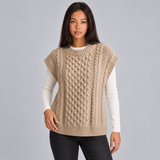 Cable Knit Sweater Vest with Ribbed Trim