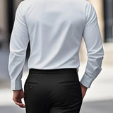 Slim Fit Button Up Shirt with Spread Collar and Long Sleeves