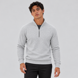 Men's Quarter Zip Sweater with Stand Collar and Textured Pattern