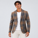 Plaid Blazer with Button Front and Patch Pockets