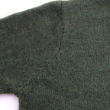 Round Neck Sweater with Striped Sleeves and Ribbed Cuff