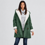 Hooded Sherpa-Lined Duffle Coat with Toggle Front