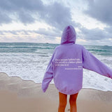 Women's Graphic Hoodie with Inspirational Quote Back Print and Long Sleeves