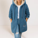 Hooded Fleece Jacket with Zip-Front and Drawstring