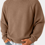 Men's Knit Sweater with Round Neck and Raglan Sleeves