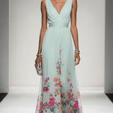 Floral V-Neck Sleeveless Maxi Dress