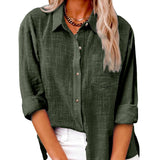 Oversized Button-Front Shirt with Chest Pocket and Long Sleeves