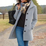 Wool Trench Coat with Button Front