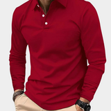 Long Sleeve Polo Shirt with Half Button