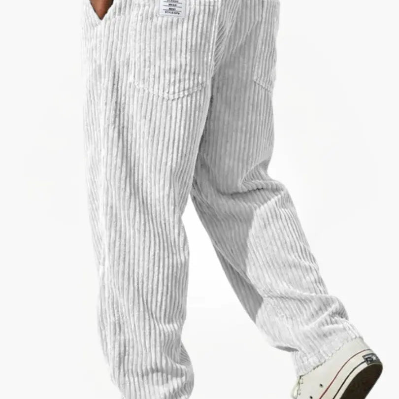 Corduroy Wide-Leg Pants with Patch Pockets