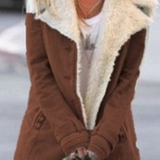 Women's Winter Coat with Faux Fur-Look Collar and Button Front for Everyday Wear
