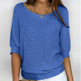 Knit Sweater with Batwing Sleeve and Ribbed Trim