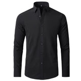 Men's Point Collar Button-Front Shirt with Stretch