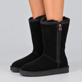 Women's Winter Boots with Faux Fur Lining and Side Zipper