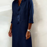 V-Neck Shift Dress with Ruffle Front