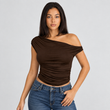 Fitted Ruched One-Shoulder Top