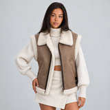 Women's Shearling-Style Vest with Wide Collar for Casual Layering
