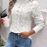 Cable Textured Knit Turtleneck Sweater