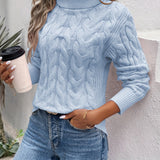 Cable Textured Knit Turtleneck Sweater