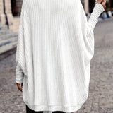 Open-Front Cardigan with Batwing Sleeves and Ribbed Knit