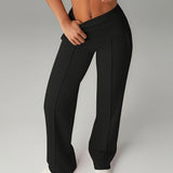 Wide-Leg Pants with High Waist and Front Seam