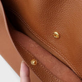 Leather Tote Bag with Shoulder Straps and Front Pocket