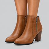 Ankle Boots with Chunky Heel and Side Zip